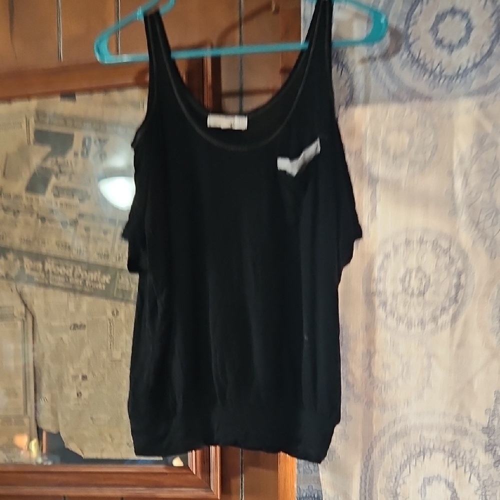 Rewind Black Tank Top with Logo Detail